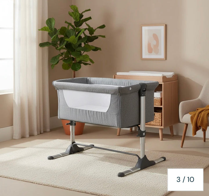 Johnston's Snuggle Cuddle Co-sleeper Beside Crib + Safety Mattress