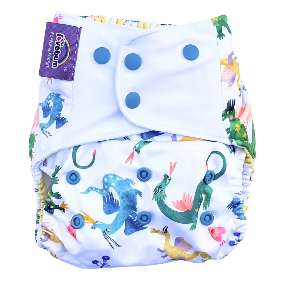 Little Lovebum Popper & Pocket V3 reusable cloth nappy