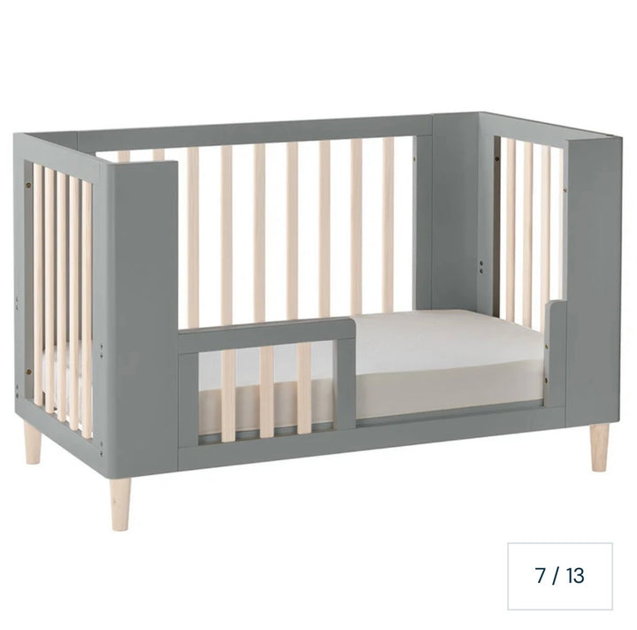 Cocoon Evoke 4-in-1 Cotbed + Change Area Dresser + Mattresses, Dove Grey / Natural Wash