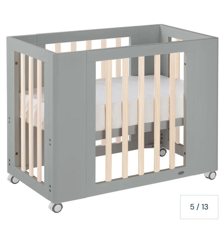Cocoon Evoke 4-in-1 Cotbed + Change Area Dresser + Mattresses, Dove Grey / Natural Wash