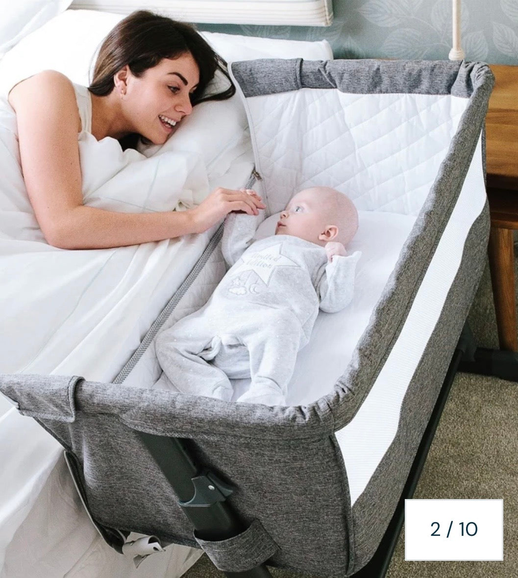 Johnston's Snuggle Cuddle Co-sleeper Beside Crib + Safety Mattress