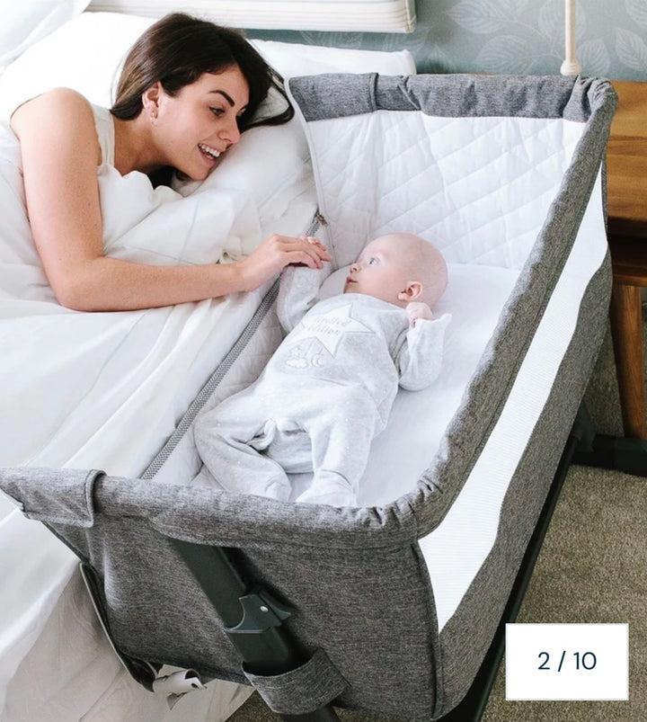 Johnston's Snuggle Cuddle Co-sleeper Beside Crib + Safety Mattress